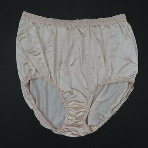 Vintage Just My Size Womens 11 Brief Panty Solid Beige Lace Waist Trim 15763 JMS